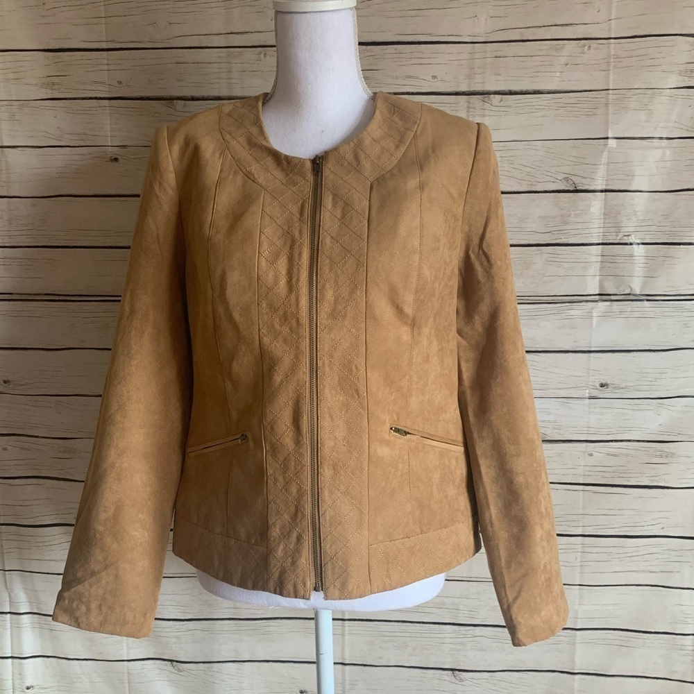 Dressbarn Faux Suede Full ZIP Jacket Size Small